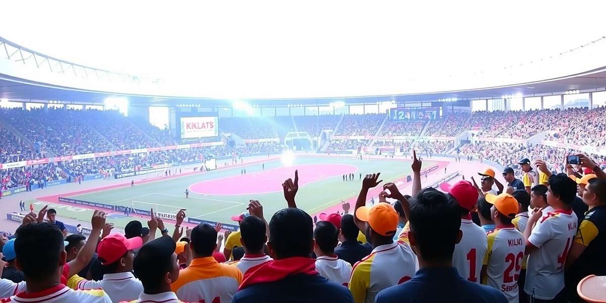 Kolkata Kickers Salt Lake Stadium packed with fans wearing team colors with Kolkata Kickers watermark